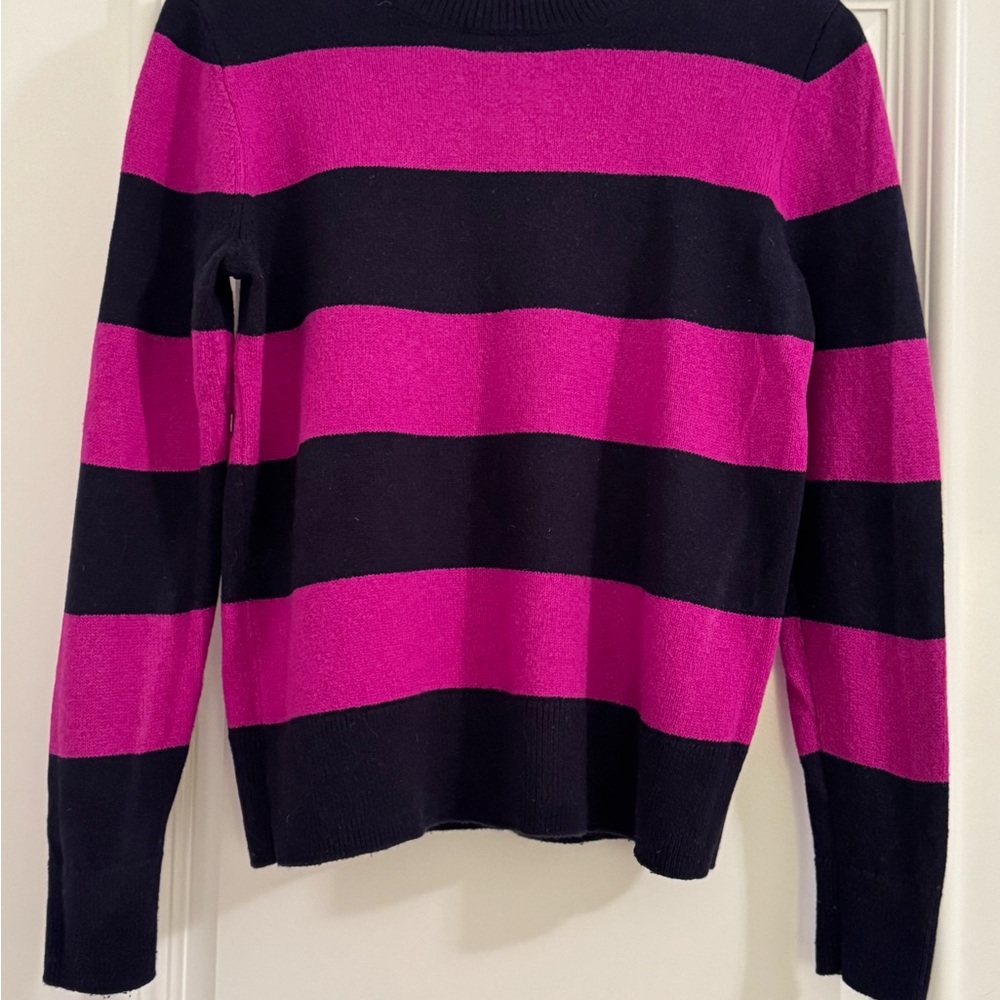 J Crew Preppy Striped Purple and Navy Women’s Sweater Size Small - Picture 1 of 2